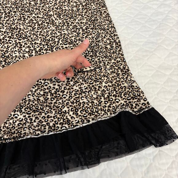 Leopard Print Lace Trim Mini Dress Sz L Sexy Slip Style Y2K Party Clubwear - Picture 8 of 8